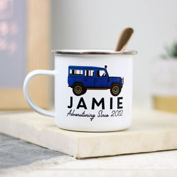 Personalised Truck Enamel Gift Mug For Home Or Outdoors, 2 of 4