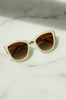 Cream Supersize Cat Eye Sunglasses, 6 of 6