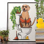 Labrador Sitting On Toilet, Funny Dog Bathroom Art, thumbnail 1 of 6