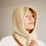 Rib Knit Fine Angora Wool Hooded Hat Snood With Pull Strings, thumbnail 4 of 8