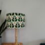 Tree Leaf Lampshade Retro Leaves Pattern Bold Green Blue White Cotton Handmade Fabric Drum Table Floor Or Ceiling Pendant Lamp Shade, thumbnail 2 of 7
