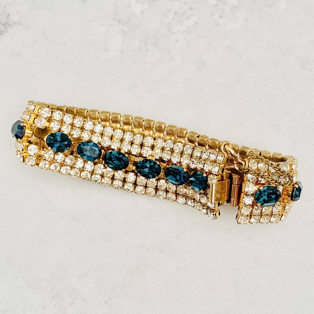 Original 1950s Multi Strand Rhinestone Tennis Bracelet By Vintage Candy
