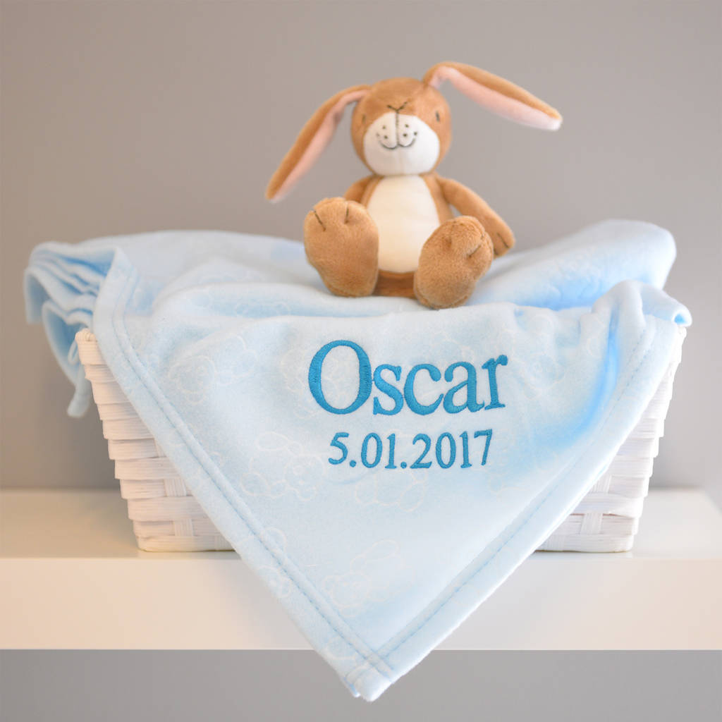 Personalised Baby's Blue Monogrammed Blanket By A Type Of Design