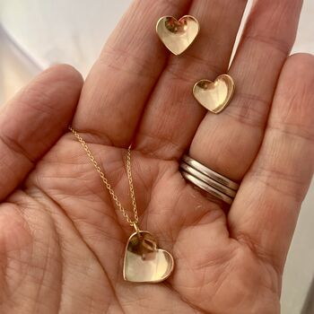 9ct Gold Curved Heart Pendant, 4 of 5
