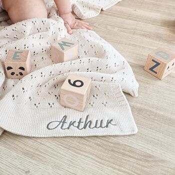 Soft Knitted Personalised Pointelle Baby Blanket, 4 of 11
