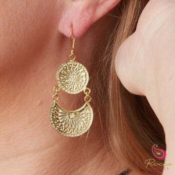Matt Gold And Silver Plated Detailed Statement Earrings, 2 of 10