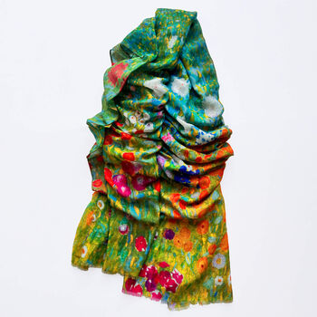 Colourful Wildflower Meadow Scarf Gift For Her — Personalised Gift Card And Gift Box Option, 7 of 12