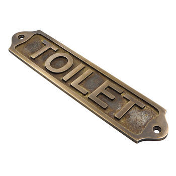 Custom Toilet Sign Brass Plaque With Vintage Finish, 4 of 12