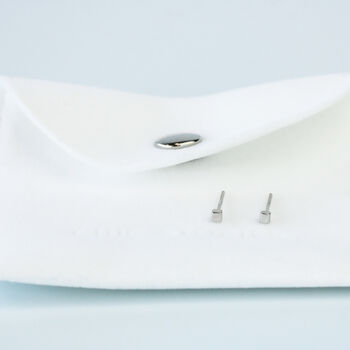 Sterling Silver Tiny Simple Cube Stud Earrings, 2 of 4