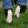 Retro Stripe Cream And Organic Green Men's Trainer Socks, thumbnail 2 of 9