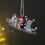 Five Cats On A Sledge Hanging Christmas Decoration, thumbnail 1 of 2