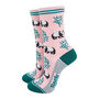 Panda Bamboo Ankle Socks Women's Pink Green, thumbnail 1 of 3