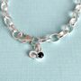 Silver December Birthstone Initial Charm Bracelet, thumbnail 2 of 5