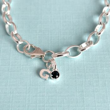 Silver December Birthstone Initial Charm Bracelet, 2 of 5