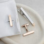 Personalised Two Tone Cubic Tie Clip And Cufflink Set, thumbnail 4 of 12