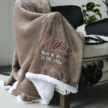 Personalised Ruby Wedding Anniversary Mocha Blanket, 2 of 6