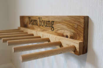 Engraved Oak Welly Boot Rack, 4 of 8