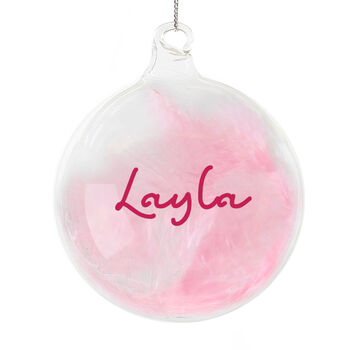 Personalised Pink Feather Bauble Christmas Gift, 4 of 5