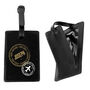 Personalised Stamped Black Leather Luggage Tag, thumbnail 4 of 4