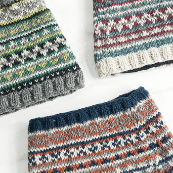 Fair Trade Fair Isle Knit Wool Lined Neckwarmer Scarf, 9 of 11