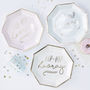 Pastel Gold Foiled Hip Hip Hooray Paper Plates, thumbnail 1 of 3