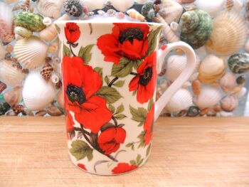 Set Of Six Straight Mugs In Red Poppy Design, 9 of 11