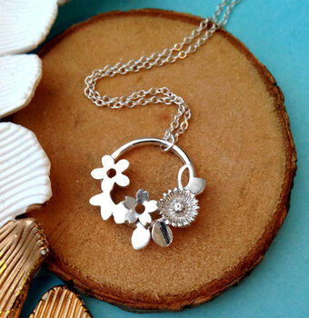 Sterling Silver Flower Garland Necklace, 2 of 9
