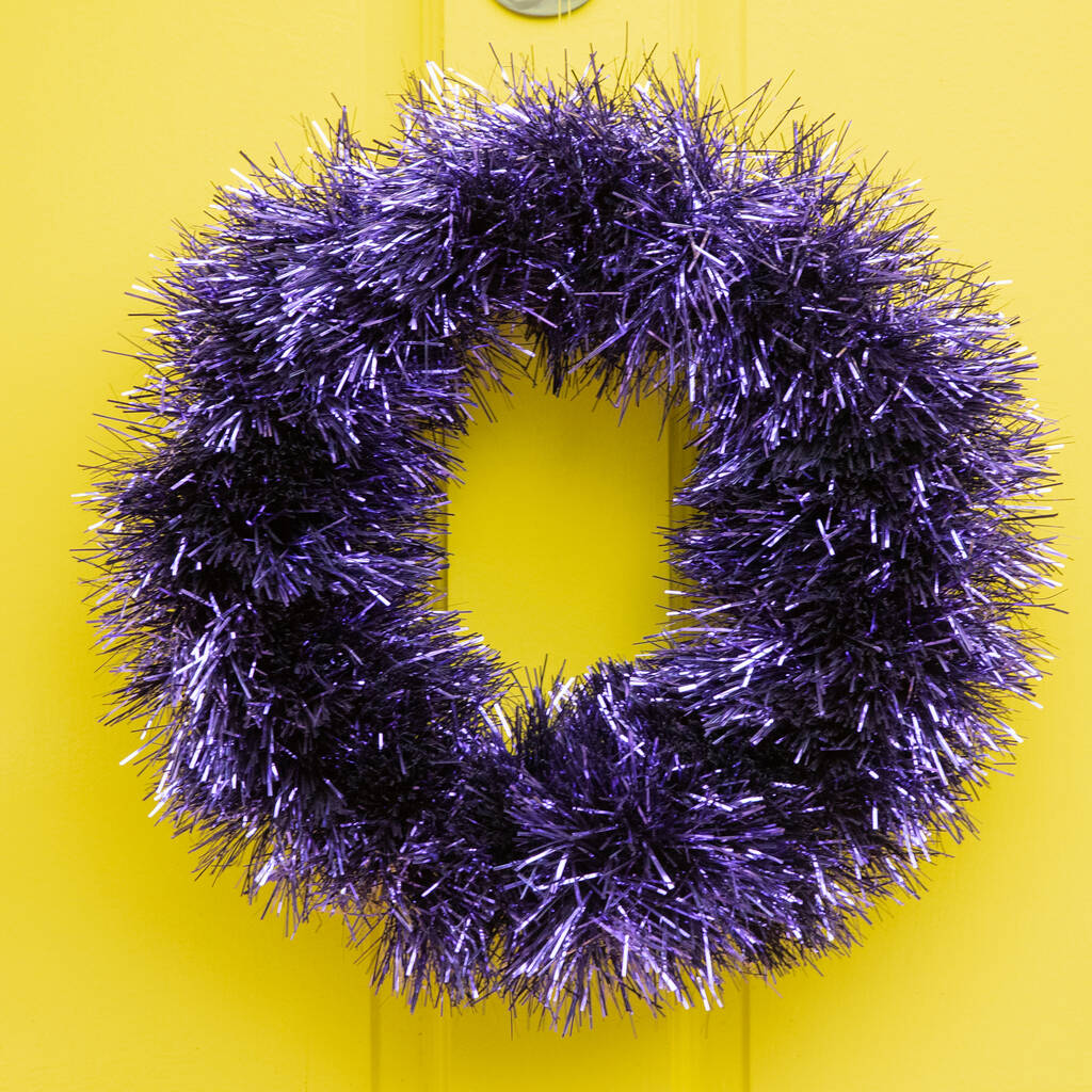 Kitsch Purple Tinsel Christmas Wreath By Slice of Pie Designs ...