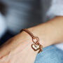 Chunky Link Chain And Heart Charm Bracelet In Rose Gold, thumbnail 1 of 8