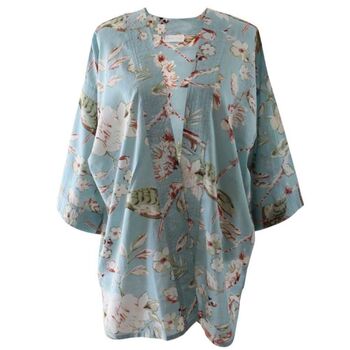 Blue Blossom And Bird Print Cotton Summer Jacket, 2 of 2