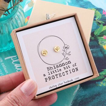 'Little Bit Of Protection' Button Earrings, 4 of 7