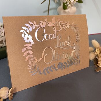 Personalised Papercut Good Luck Card, 6 of 9