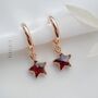 Garnet Star Hoop Earrings, thumbnail 4 of 11