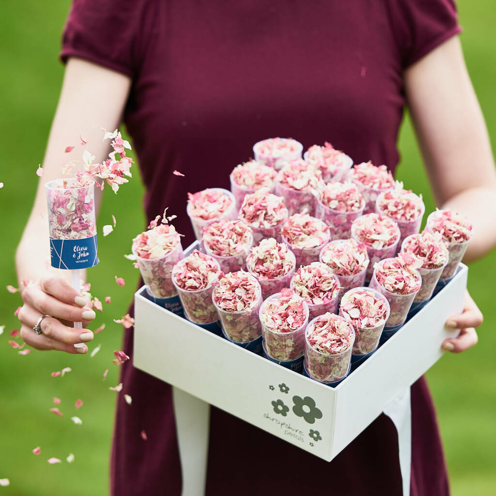 Geometric Personalised Wedding Confetti Pops By Shropshire Petals