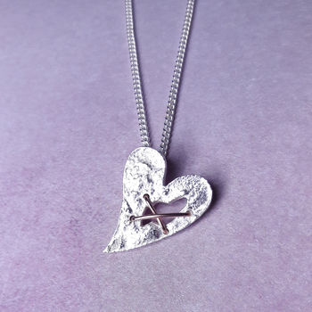 Sterling Silver Torn Heart Necklace, 5 of 8