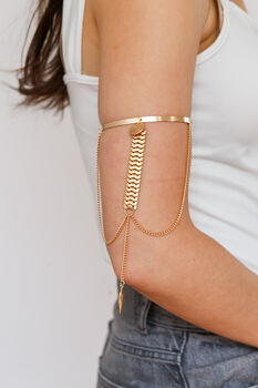 Bohemian Gold Plated Upper Arm Chain Cuff, 2 of 7