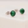 Natural Malachite Stone Stud Earrings In Sterling Silver, thumbnail 5 of 12