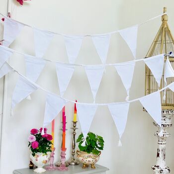 White Cotton Wedding / Party Bunting ~ 4m, 3 of 4