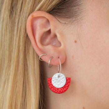 Art Deco Leather Sterling Silver Earrings, 2 of 9