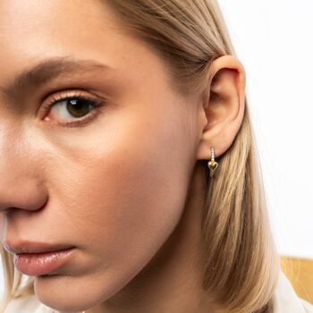 Hoop Heart Pave Sterling Silver Earrings, 6 of 12