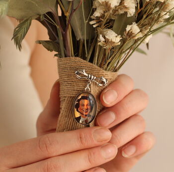 Personalised Silver Photo Brooch Bridal Bouquet Charm, 5 of 6