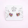 Hand Painted Abstract Wonky Heart Stud Earrings, thumbnail 2 of 3