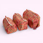 Pink And Orange Sunflower Block Print Cotton Washbag, Make Up Bag, thumbnail 1 of 5