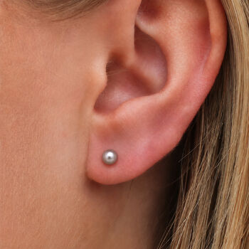 5mm Sterling Silver Grey Pearl Stud Earrings, 2 of 6
