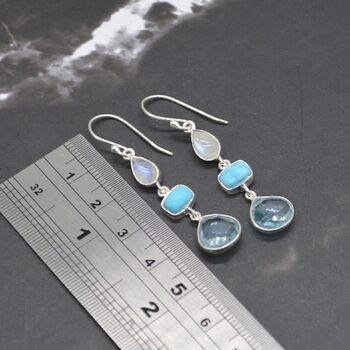 Moonstone Turquoise Blue Topaz Earrings, 7 of 11