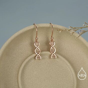 Dna Molecular Structure Drop Hook Earrings In Sterling Silver, 4 of 11