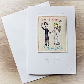 Personalised Wedding Card, Scottish Themed, Embroidered, 2 of 6