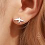 Sterling Silver Mismatched Asymmetric Swallow Bird Silhouette Stud Earrings, thumbnail 2 of 11