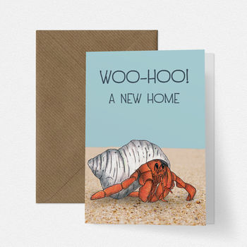 Funny Hermit Crab Illustration New Home Card, 2 of 2