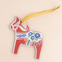 Dala Horse Wooden Lasercut Christmas Decoration, thumbnail 8 of 11